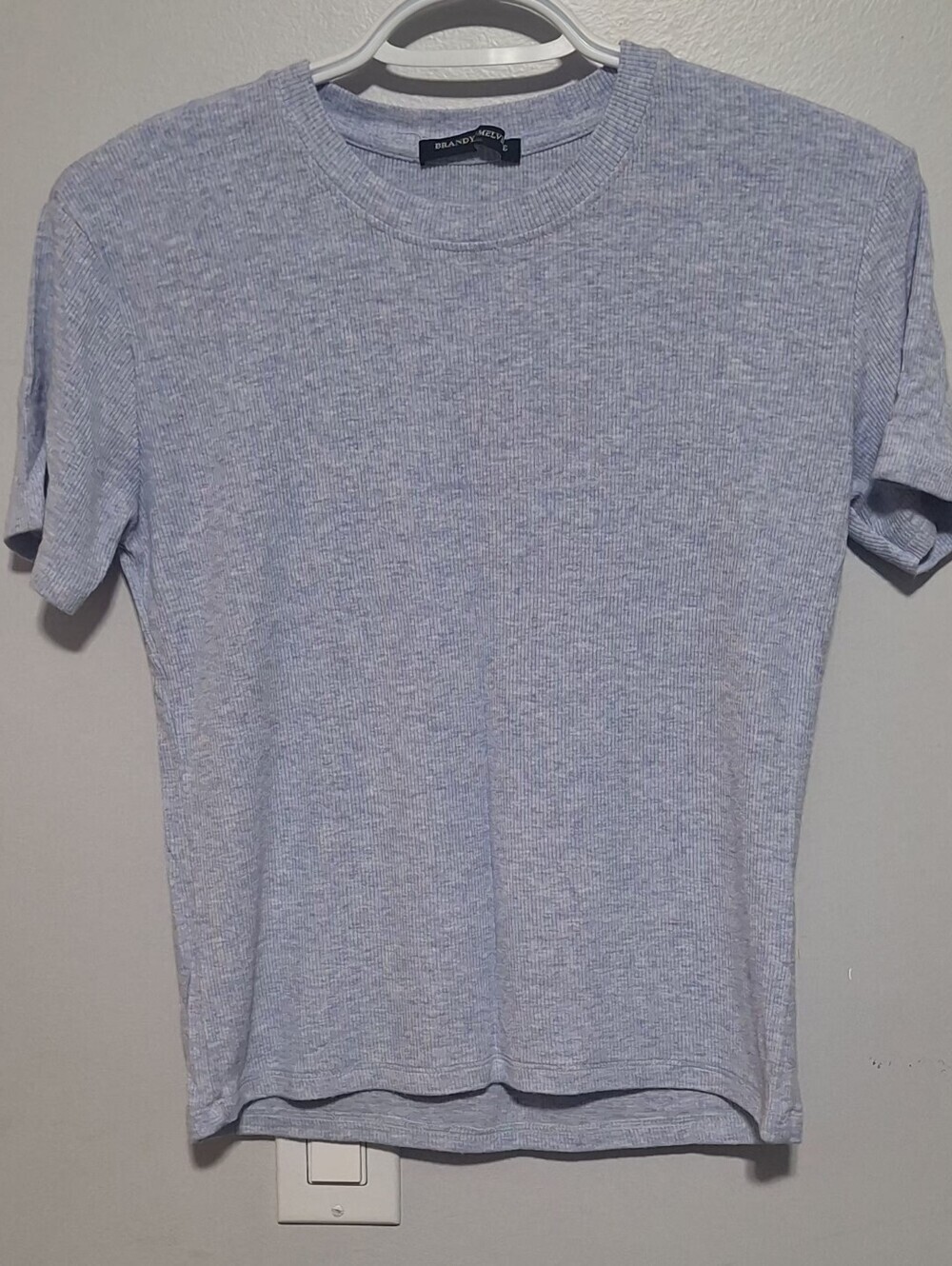 Medium Brandy Melville Baby Blue Ribbed Short Sleeve Tee